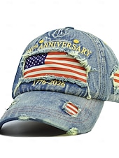 halpa Lisätarvikkeet-Lippalakki Amerikan lippu Retro / vintage Perintö Patriotismi 1776–2026 varten Sukupuolineutraali Aikuisten Happopesu varten Itsenäisyyspäivä 4. heinäkuuta ulko- Rento / arki Paraati