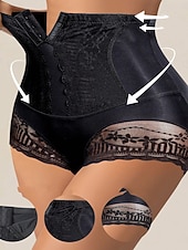 baratos Cuecas adelgaçantes-Mulheres Cintas Ativo Doce Cor imaculada Renda Calção Férias Rua Encontro Sem Manga Preto Bege Verão Primavera Fino