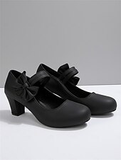 abordables Rétro des années 1950-Escarpins Mary Jane blancs vintage années 1950 pour femmes - élégants escarpins à bout rond et talon bloc avec nœud latéral - chaussures pin-up rétro classiques pour occasions formelles