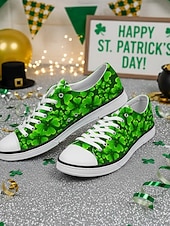  Sneakers basse da donna con stampa trifoglio di San Patrizio: classiche scarpe casual in tela con lacci per adolescenti e adulti, perfette per lo streetwear, la scuola e le uscite festive