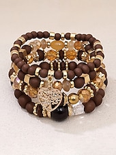 Χαμηλού Κόστους Γυναικείο βραχιόλι-Γυναικείο σετ βραχιολιών από ακρυλικό και κράμα αλουμινίου σε στυλ boho – πολλά χρώματα, γούρι σε σχήμα καρδιάς, ιδανικό για την ημέρα του Αγίου Βαλεντίνου και για καθημερινή χρήση