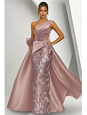  Linha A Tubinho Longo Bordado com miçangas Vestido formal Vestido para a mãe da noiva Vestidos de noite Vestido de baile com sobressaia Elegante Brilhante Floral Sem Manga Assimétrico Casamento Formal