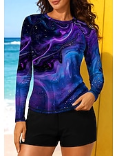 tanie Tankini i bikini do surfingu-Damskie Standardowy Strój kąpielowy Rashguard Docieplacze Strój kąpielowy z nadrukiem kwiatowym Abstrakcja Marmur 2-częściowa Wyjmowane wkładki Boyleg Ochrona przeciwsłoneczna UV UPF50+ Elastyczny