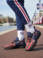 ieftine Pantofi de damă-Statele Unite 250 de ani Aniversarea Pantofilor sport negri pentru femei cu imprimeu steagul SUA cu design cu vultur încălțăminte patriotică pentru Ziua Independenței parade festivaluri alergat și