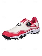 cheap Men's Golf Shoes-Men's Red and White Golf Shoes with Shock Absorption, Comfortable Footwear for Golf &amp; Active Lifestyles