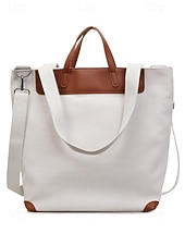 abordables Bolsos de mano y tote-Bolso grande de lona de poliéster para mujer con correa de hombro ajustable, bolso bandolera versátil en varios colores, bolso informal diario para viajes, trabajo y compras.