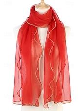 baratos Lenços Femininos-Lenço feminino leve em poliéster – várias cores, design macio e elegante, ideal para férias e uso casual no dia a dia.