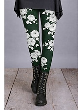  Women's Leggings Cozy Leggings Vacation Vintage Ethnic Style Full Length High Waist Floral Graphic Printing Comfort Comfortable Stretchy Casual Daily Vacation Deep Green Wine Navy Purple Spring Fall
