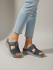 baratos Mulheres-Sandálias femininas ortopédicas marrons com estampa floral – calçados confortáveis, respiráveis e com amortecimento, ideais para uso diário, em casa, em viagens e longas caminhadas.