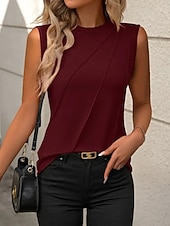 cheap Plain Tank-Women's Tank Top Solid Color Fashion Stylish Classic Sleeveless Crew Neck Regular Tops Daily Going out Weekend Black White Pink Wine Green Summer Spring