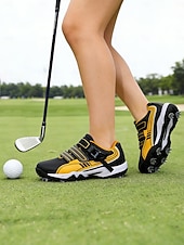 cheap Women's Golf Shoes-Women's Daily Outdoor Walking Flat Heel Round Toe Sporty Casual Comfort Microbial Leather Microfiber Lace-up Black Yellow Red
