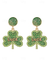 abordables Accesorios-Pendientes de trébol para mujer: aleación, varios estilos, verde, ideal para el Día de San Patricio, uso diario.