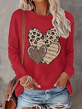 ieftine tricou Art &amp; Design-Ziua Îndrăgostiților Pentru femei Tricou Imprimeu Inimă Grafic Modă Stilat Clasic Manșon Lung Stil Nautic Topuri obișnuite Zilnic Sfârșit de săptămână Negru Alb Roz Îmbujorat Roșu-aprins Var