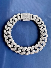 billiga Herrsmycken-Herrarmband i legeringskedja med alfabetets initialer – personligt kristallbesatt armband för alla hjärtans dag, bröllop och presenter