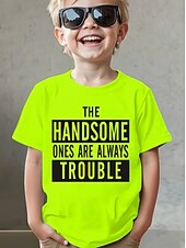 お買い得  男の子の3D面白いユーモア-男の子 3D グラフィック レタード Tシャツ Ｔシャツ 半袖 3Dプリント 夏 春 スポーツ ファッション ストリートファッション 子供 4〜12年 クルーネック カジュアル 日常 アウトドア レギュラー