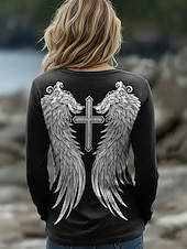 tanie T-shirt boho-Damskie Podkoszulek Nadruk Graficzny Zabytkowe Bohema Zabytkowe Moda Długi rękaw Półgolf Zwykłe topy Codzienny Weekend Czarny Zielony Wiosna Jesień