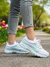 economico Sneakers da donna-scarpe da ginnastica da donna in maglia viola – scarpe da passeggio traspiranti e leggere con un design elegante per attività sportive e gite casual