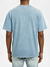 tanie Casualowa koszulka Henley-Męskie Koszulki Henley Top Koszulka bawełniana Wyprana koszula Krótki rękaw Jednokolorowe Równina Jeden kolor Zabytkowe Zakłopotany Zapiąć Wyblakły Gładkie Henley Codzienny Na zewnątrz Lato Wiosna Na
