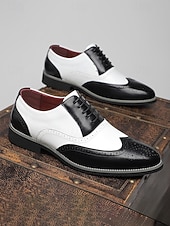 Χαμηλού Κόστους Παπούτσια Oxford-Κλασικά ασπρόμαυρα ανδρικά oxfords – κομψά δερμάτινα παπούτσια για γάμους και επίσημες συγκεντρώσεις