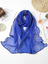 baratos Lenços Femininos-Lenço feminino leve em poliéster – várias cores, design macio e elegante, ideal para férias e uso casual no dia a dia.