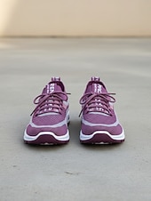economico Sneakers da donna-scarpe da ginnastica da donna in maglia viola – scarpe da passeggio traspiranti e leggere con un design elegante per attività sportive e gite casual