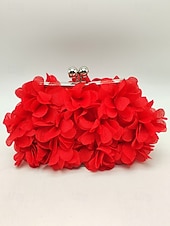 cheap Wedding Accessories-Women's Polyester Floral Clutch Bag with Short Chain Strap, Elegant 3D Petal Design, Multicolor Options, Lightweight Evening Handbag, Perfect for Weddings, Parties &amp; Formal Events