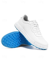 voordelige Heren Golf Schoenen-Witte golfschoenen voor heren zonder spikes, ademend bovenwerk, stabiele gripzool, minimalistische sportstijl voor golfbanen en casual gebruik.