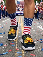  250-летний юбилей США Мужские патриотические графические кроссовки - легкие дышащие повседневные слип-оны обувь с принтом американского флага для парадов путешествий уличной моды и повседневной носки