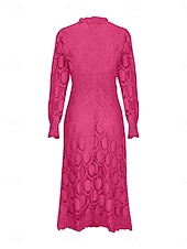 Χαμηλού Κόστους Λευκό φόρεμα-Γυναικεία Μίντι φόρεμα Φόρεμα σε γραμμή Α Καθημερινό Καθημερινά Κανονικό Σκέτο 3/4 Μήκος Μανικιού Ζιβάγκο Μαύρο Λευκό Κίτρινο Φούξια Άνοιξη Φθινόπωρο