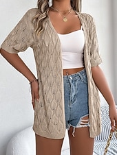 economico Bluse Semplici-Per donna Tunica Top estivi Blusa Top traforato Traforato Semplice Elegante Classico Moderno Manica Corta Top lunghi Quotidiano Ferie Uscire Bianco Rosa Cachi Estate Primavera