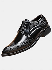 abordables Zapatos Derby-Zapatos de vestir oxford negros y marrones para hombre con textura de cocodrilo: zapatos formales de piel sintética para negocios, bodas y fiestas