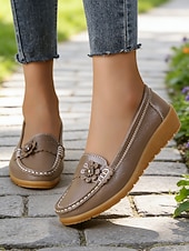 billiga Lätta damskor-Kvinnors gula komfortmockasiner – låtsasläder med blommor avslappnad stil för promenader arbete shopping resor och vardagligt bruk