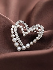 Недорогие День святого Валентина-Женская брошь в форме сердца из сплава с искусственным жемчугом, доступно несколько вариантов дизайна, идеально подходит для Дня святого Валентина, свадеб и повседневной носки.