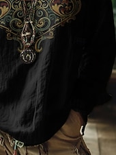 abordables T-shirt Boho-Mujer Camiseta bohemia Camiseta Camiseta superior Estampado Floral Vintage Étnico Casual Manga Larga Escote en Pico Tops regulares Diario Fin de semana Ropa de vacaciones Negro Rosa Primavera Otoño