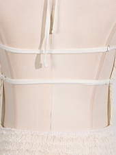 economico Piccole vestiti bianchi-Linea ad A Lunghezza al pavimento Abito Bianco Abiti per invitati a matrimoni Elegante Senza Maniche All'americana Festa in giardino Matrimonio con Arricciato