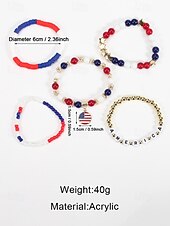 Недорогие Аксессуары-Юбилейный комплект многослойных браслетов для женщин к 250-летию США - сплавной материал с различными подвесками идеально подходит для Дня независимости и празднования в США