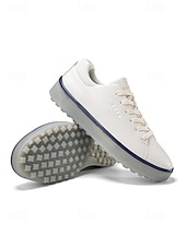 cheap Men's Golf Shoes-Men's White Golf Shoes, Lightweight Breathable Upper, Cushioned Grip Sole, Clean Sport Style for Golfers &amp; Outdoor Play