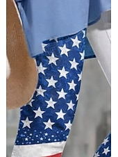 billige Uavhengighetsdag Bukser-amerikansk uavhengighetsdag dame chinos leggings ferie mote gateklær knelange bukser med høy midje amerikansk flagg komfort myk komfortabel elastisk daglig utendørs ferie blå hvit sommer