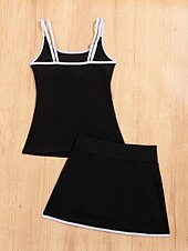 Χαμηλού Κόστους Τανκίνι-Γυναικεία Μαγιό τανκίνι 2 κομμάτι Φούστα Μαγιό Έλεγχος κοιλιάς Ψηλή Μέση Λεπτό Εξώπλατο Διακοπές Ρούχα παραλίας Συμπαγές Χρώμα Λαιμόκοψη U Αμάνικο Μαγιό