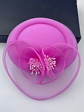 olcso Esküvő ACC-női poliészter kalap, többszínű virágos hálós koktél fejdísz, elegáns vintage stílus esküvőkre, esti vacsorákra, kerti partikra, versenyekre és hivatalos rendezvényekre