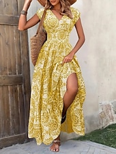 economico Abito Boho da Vacanza-Per donna Abito lungo maxi Abito Lungo Maxi Abito Abito da Spiaggia Abito Floreale Abito Boho Elegante Moda Moderno Quotidiano All'aperto Vacanza Vestibilità regolare Floreale Manica Corta Scollo a V