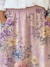 tanie Spódnice wakacyjne-Spódnica damska na wakacje, bohemia, vintage, modna, swobodna, maxi, spódnice ze średnim stanem, kwiatowy wzór, nieelastyczna, codzienna, uliczna, jasnozielona, różowa, jasnoniebieska, letnia