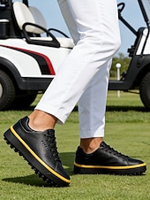 cheap Men's Golf Shoes-Men's White Golf Shoes, Lightweight Breathable Upper, Cushioned Grip Sole, Clean Sport Style for Golfers &amp; Outdoor Play