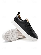 levne Pánské golfové boty-Pánské bílé golfové boty, čistý šněrovací design, lehká polstrovaná podrážka, klasický sportovní styl pro golfová hřiště a outdoorové nošení