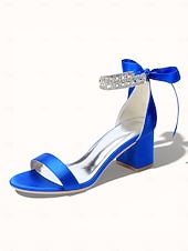 economico sposa-sandali da donna con tacco a blocco color argento, scarpe da sposa aperte con cinturino alla caviglia in cristallo per matrimoni in chiesa