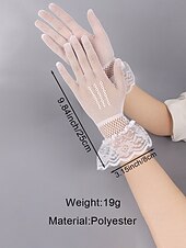 baratos Casamento ACC-Luvas femininas elegantes em poliéster com renda, luvas formais pretas e brancas para casamentos, jantares e óperas, acessórios sofisticados para vestidos de noiva em ocasiões especiais.