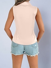 billige Enkle bluser-Dame Skjorte Sateng skjorte Bluse Ermeløs skjorte Knapper عادي Stilfull Klassisk Moderne Ermeløs Skjortekrage Vanlige topper Daglig Ferie Ut på byen Svart Hvit Lilla Grønn Sommer Vår