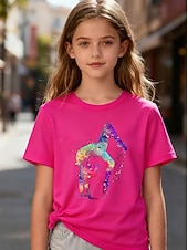 preiswerte Mädchen 3D Cartoon-Mädchen 3D Grafik T-Shirt Kurzarm 3D-Druck Sommer Frühling Sport Mode Streetwear Kinder 4-12 Jahre Rundhalsausschnitt Lässig Täglich Outdoor Normale Passform