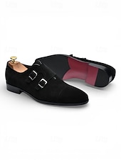billiga Monk Shoes-Men's Formal Double Monk Strap Shoes – Elegant Leather Shoes for Weddings, Business Events and Formal Occasions