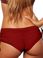 cheap Bikini Bottoms-Women's Swimwear Stretchy Boxer Shorts Cheeky Swimsuit Vacation Beach Wear Solid Color Sleeveless Bathing Suits